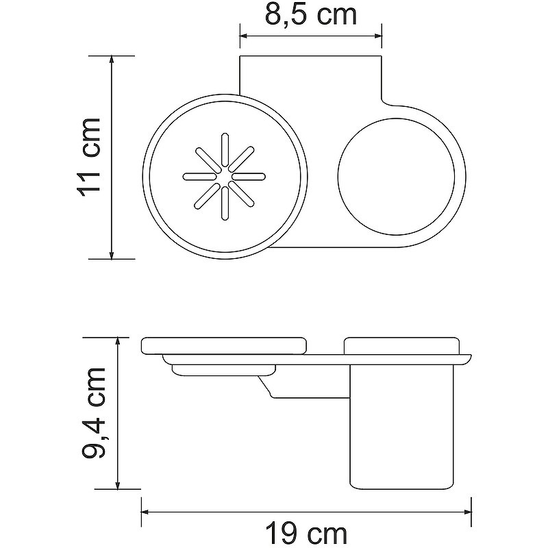 Стакан для зубных щеток с мыльницей WasserKRAFT Kammel K-8326