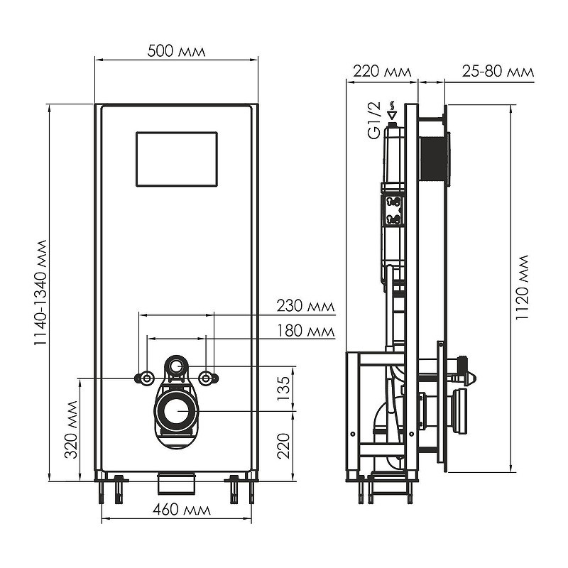 монтажная рама WasserKRAFT Glan 66TLT.010.ME.BL.MG03 для унитаза
