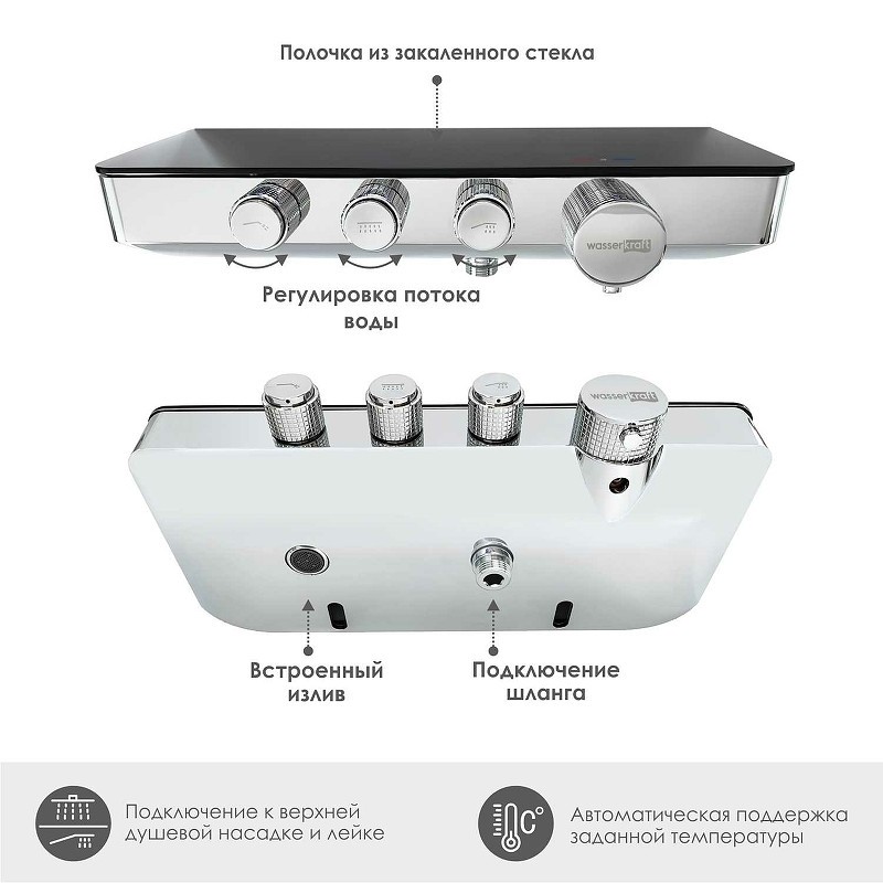 Смеситель для ванны WasserKRAFT Elbe 7499 Thermo с термостатом