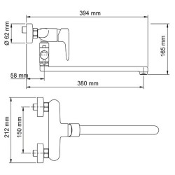 Смеситель для ванны WasserKRAFT Vils 5602L универсальный
