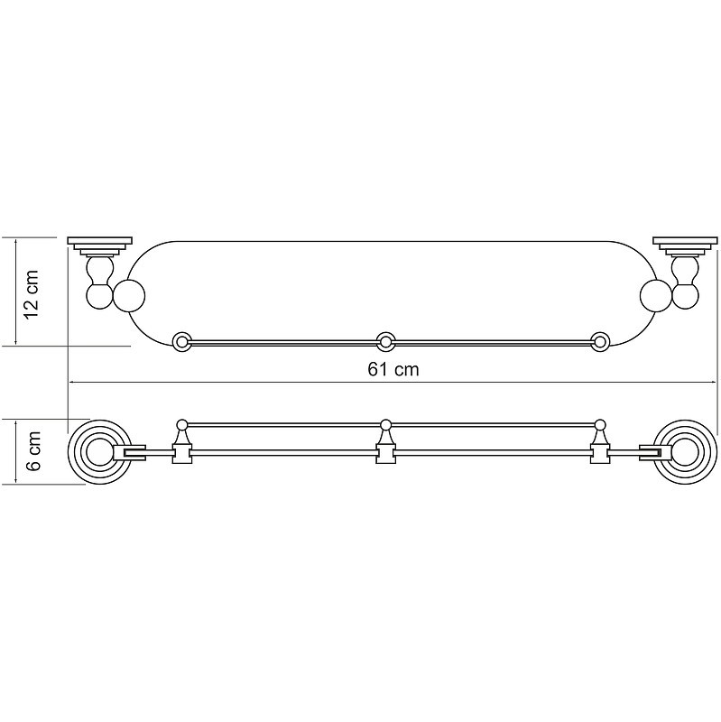 Стеклянная полка WasserKRAFT Ammer K-7044