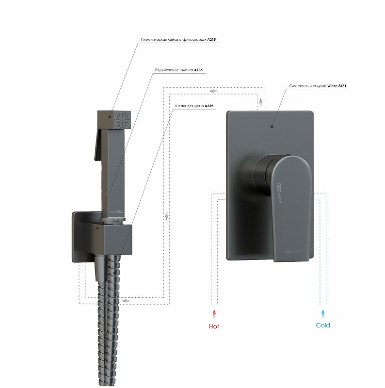 Гигиенический душ WasserKRAFT Wiese 8400 A8451.186.239.215
