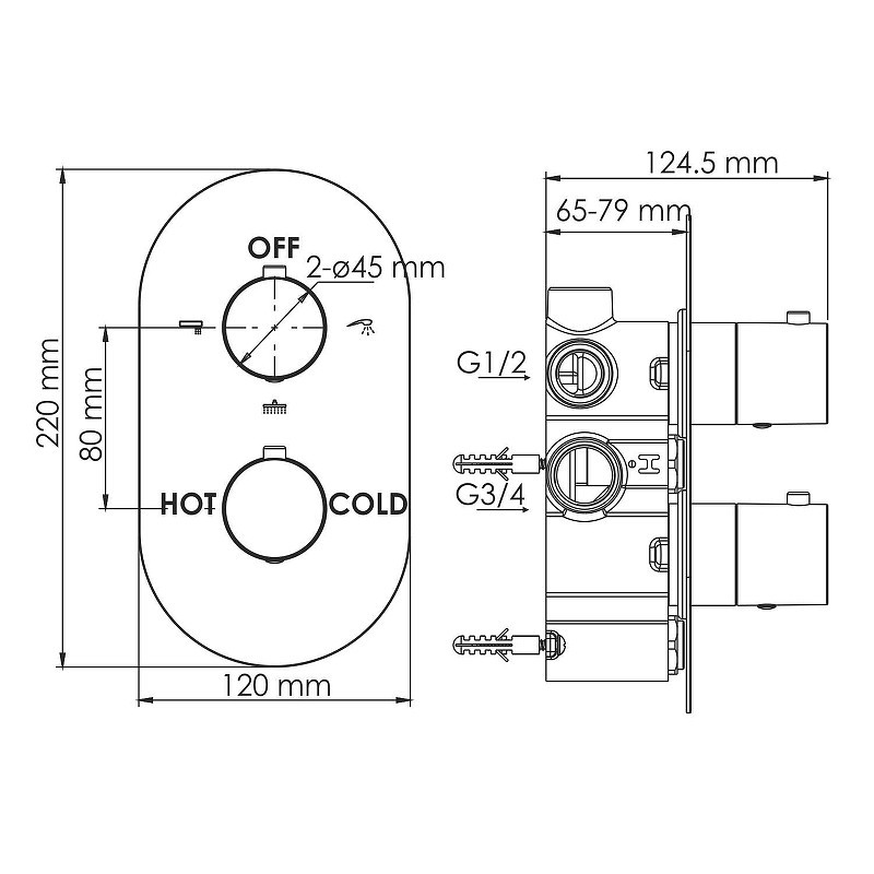 Душевая система WasserKRAFT Berkel A174868 Thermo с термостатом