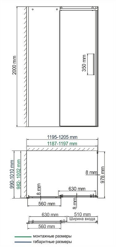 Душевой уголок WasserKRAFT Dinkel 120x100 58R10