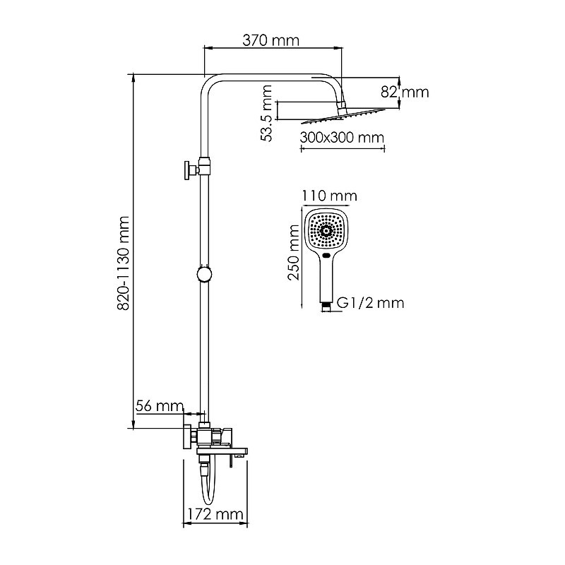 Душевая система WasserKRAFT A177.118.065.087.CH