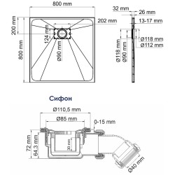 Душевой поддон из стеклопластика WasserKRAFT Main 80x80 41T02