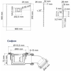Душевой поддон из стеклопластика WasserKRAFT Elbe 90x90 74T03
