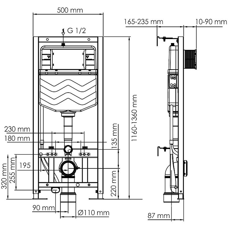 Инсталляция WasserKRAFT Aller 10TLT.010.ME.WH02 для унитаза