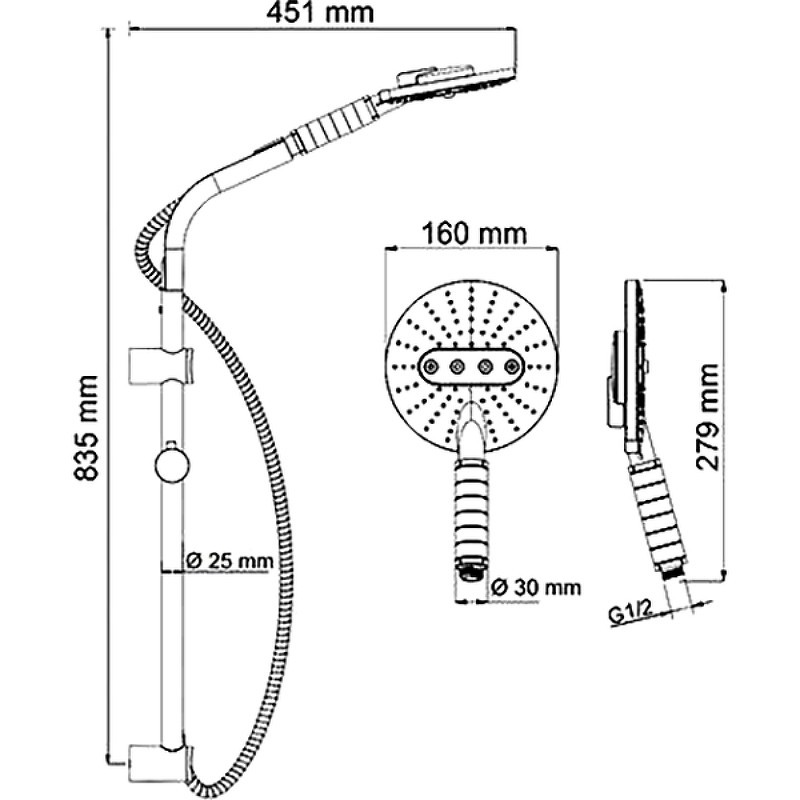 Душевой гарнитур WasserKRAFT A044