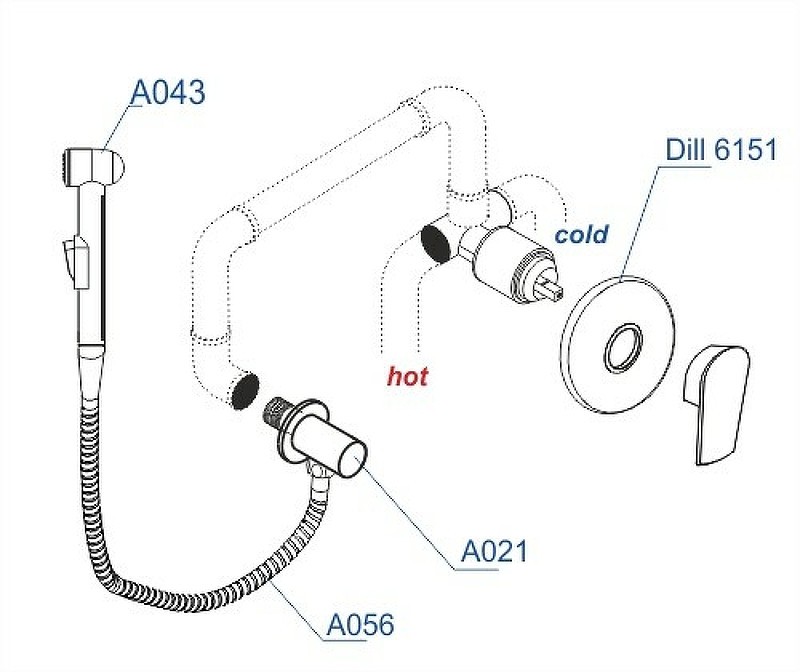 Гигиенический душ WasserKRAFT Dill A06156