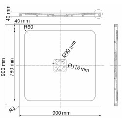 Душевой поддон из искусственного камня WasserKRAFT Dinkel 90х90 58T03